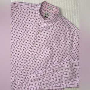 JCrew Secret Wash Shirting Stretch Classic Fit Pink Long Sleeve Large